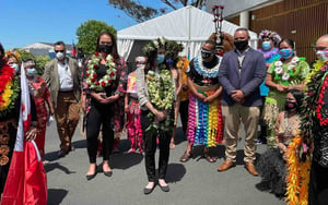PM Jacinda Ardern was accompanied by members of Labours Pasifika caucus including Carmel Sepuloni and Aupito William Sio. Photo: Soana Aholelei, Tagata Pasifika