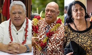 Politicians Tuilaepa Dr. Sailele Malielegaoi (left) and Lealailepule Rimoni Aiafi (middle), and lawyer Maiava Visekota Peteru (right). Photos: Samoan Government and Samoa Observer 