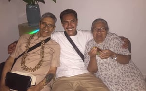 Saito Lilo with grandparents. Photo: Provided