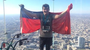 In 2010, Jordon climbed landmarks around the world, including the 1029 stairs to reach of the Sky Tower. He managed the feat in 24 minutes. Credit: Jordon Milroy.