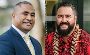 south auckland Real estate agents Xavier Tofilau, left and Pat Lapalapa have both been extra busy during this lockdown. (Photo: Supplied)