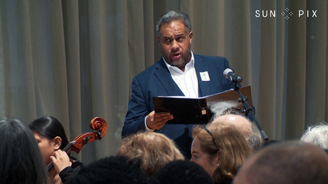 Jonathan Lemalu with Virtuoso Strings at NZ Parliament