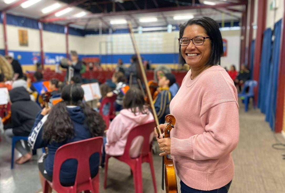 MP Barbara Edmonds with Virtuoso Strings. Photo: John Pulu, Tagata Pasifika