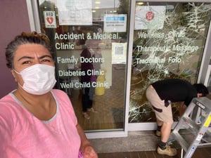 josephine bartley at the Pasefika Family Health Group medical centre in Panmure which was vandalised allegedly by anti-vax supporters. 