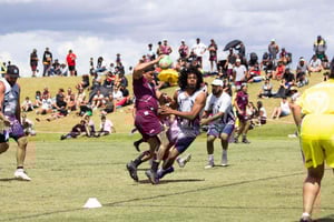 tag football Kevin Locke gets tagged for North Harbour Open Men’s team. Photo: Supplied