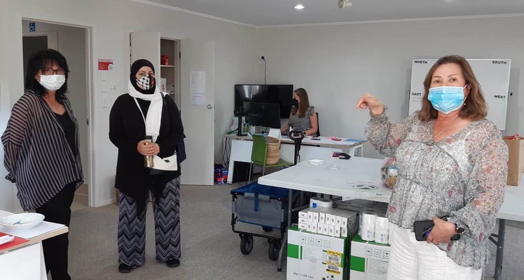 Ethnic Hub’s operations manager Corazon Blow, health navigator Shahta Abdlqadir and Hamilton Multicultural Services Trust community development and support manager Ellie Wilkinson. Photo: Waikato District Health Board
