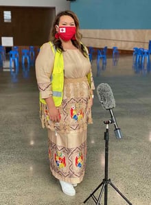 'Ofeina Manuel Barbarich at the Tongan vaccination drive through. Photo: John Pulu, Tagata Pasifika