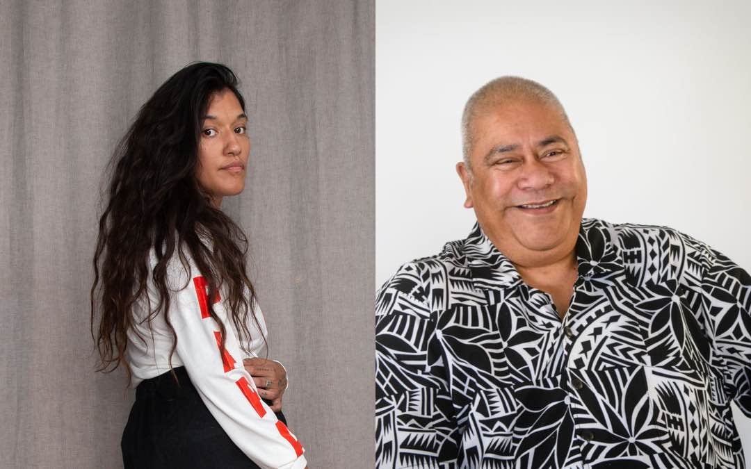 Pelenakeke Brown (credit Emily Parr for Papa Clothing); Pati Umaga. Photo: Creative NZ