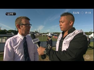 TAGATA PASIFIKA: Johnson Raela with Patrick Drumm at Polyfest