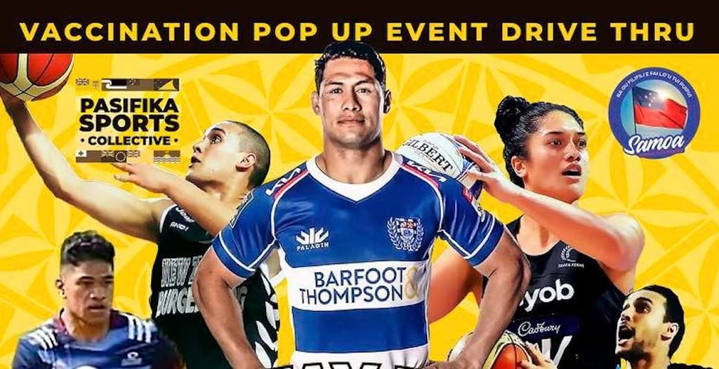 mangere vaccination event with pasifika sports stars