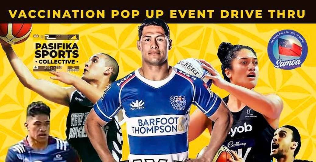 mangere vaccination event with pasifika sports stars