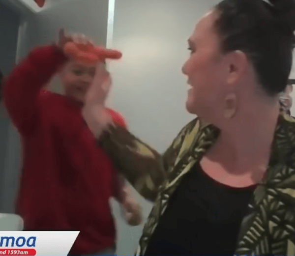 Carmel Sepuloni’s son crashes Zoom interview with odd-shaped veggie