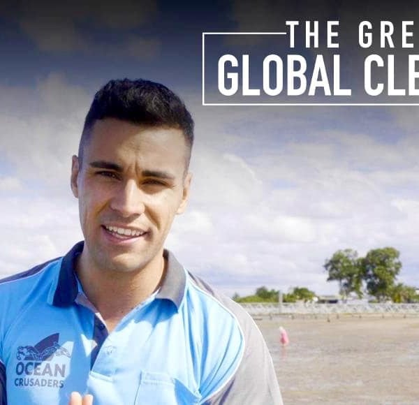 Pita Taufatofua joins Hollywood stars for the Great Global Clean Up