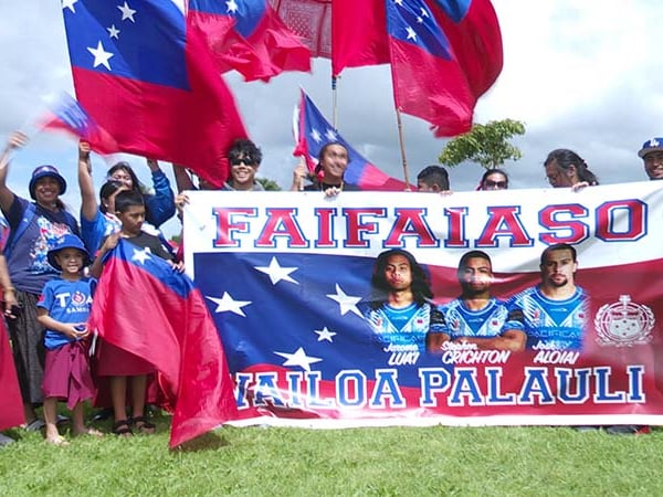 Family of Toa Samoa player Stephen Crichton attend fan day in Mangere
