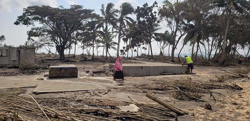 Staff and guests of the resort all managed to escape into the trees before the tsunami hit the resort. Photo: Ha'atafu Beach resort FB
