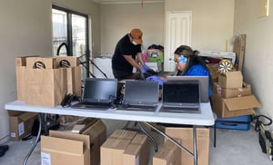 Eteroa Lafaele runs DigiTautua from her Auckland garage with Timoti Wharekawa. Photo: Anauli Karima Fai'ai, Tagata Pasifika