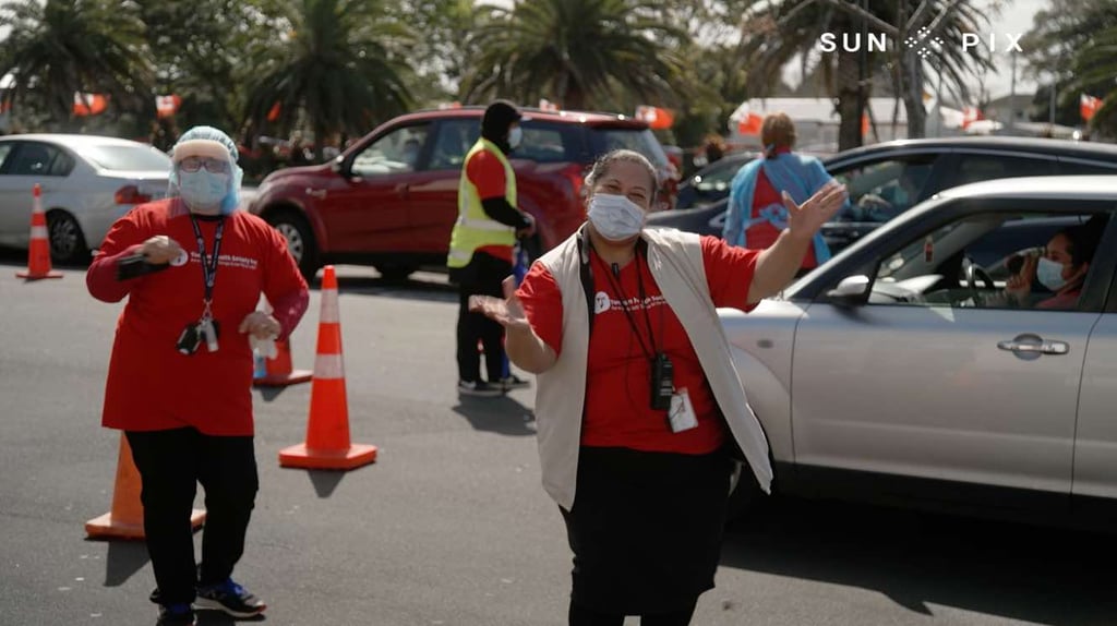 Tongan vaccination drive-through in Māngere Auckland
