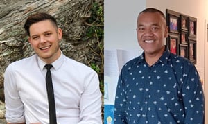 Auckland mayoral candidates Jake Law and Fa'anana Efeso Collins. Photo: Supplied/ Toby Manhire