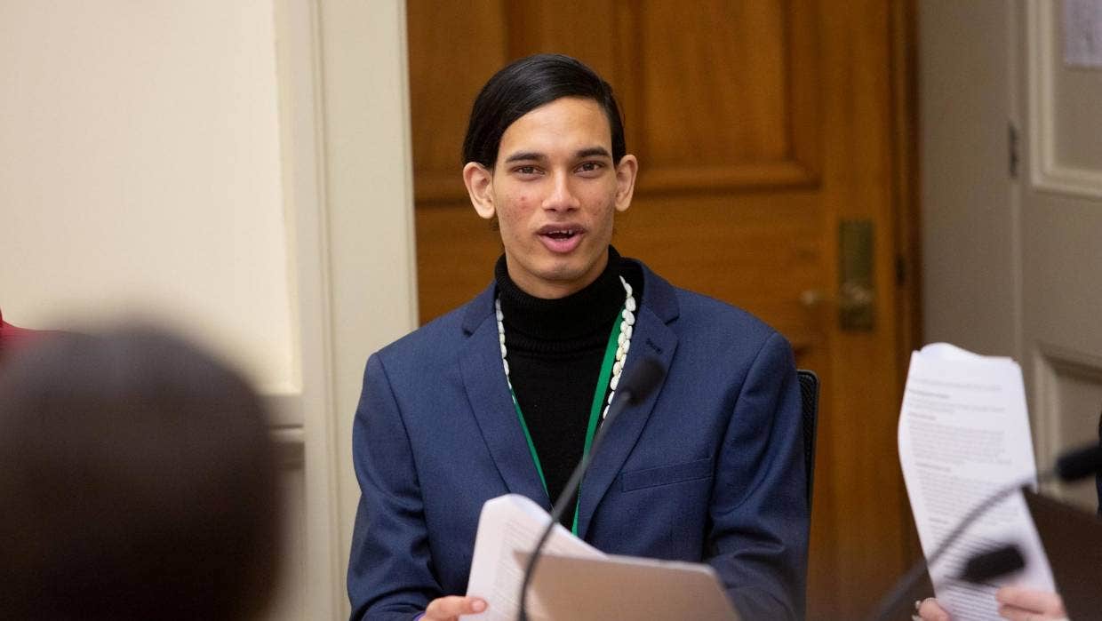 Shaneel Lal brough attention to New Zealand's conversion therapy laws through their speech made at Youth Parliament in 2019. Photo: Stuff