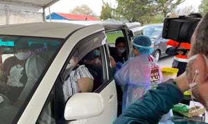 Tongan vaccination drive-through. Photo: John Pulu, Tagata pasifika