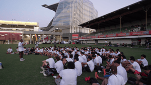 NFL and Rugby combine for drills and skills camp for Pasifika youth