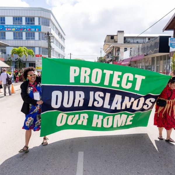 Pacific climate warriors march in Tonga during Pacific Islands Forum leader