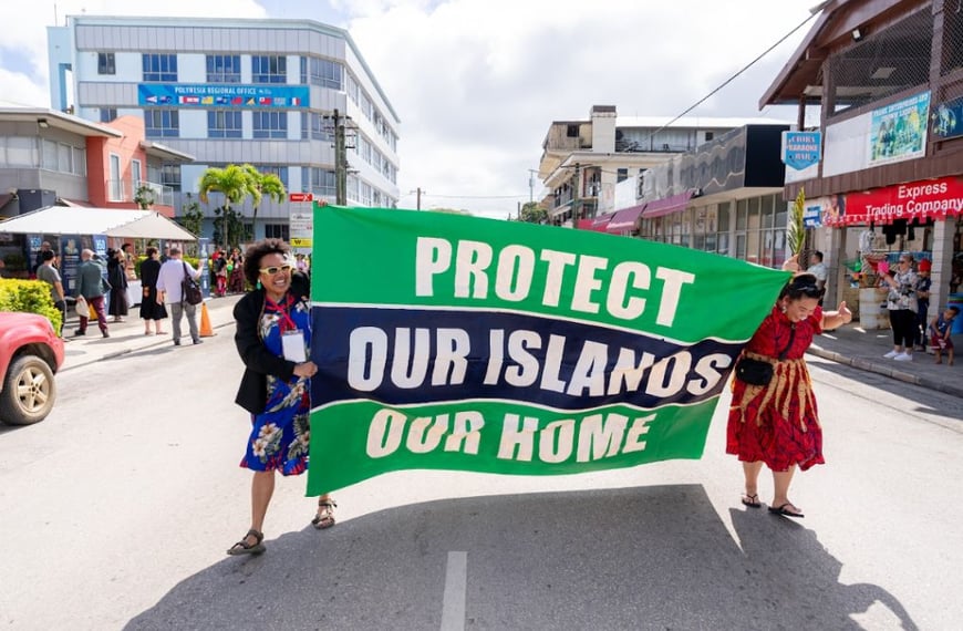 Pacific climate warriors march in Tonga during Pacific Islands Forum…