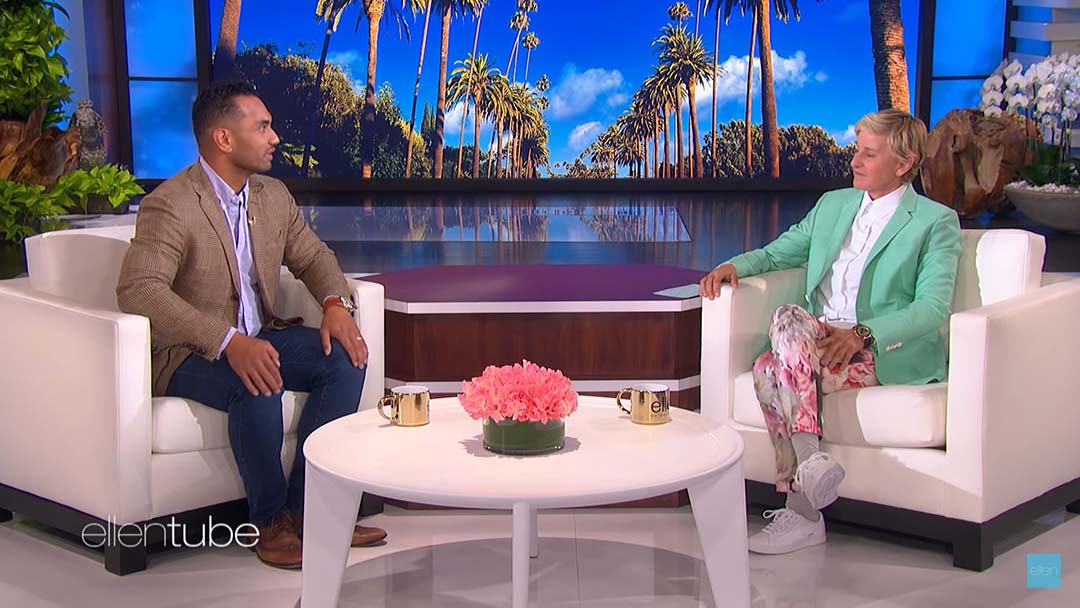 Volleyball coach Inoke Tonga was invited to share his story on the Ellen show recently. Photo: The Ellen Degeneres Show