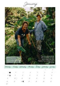 The 2022 calendar features stunning images of women cacao farmers in Samoa. Photo: Ms Sunshine Organic Farms Charitable Trust