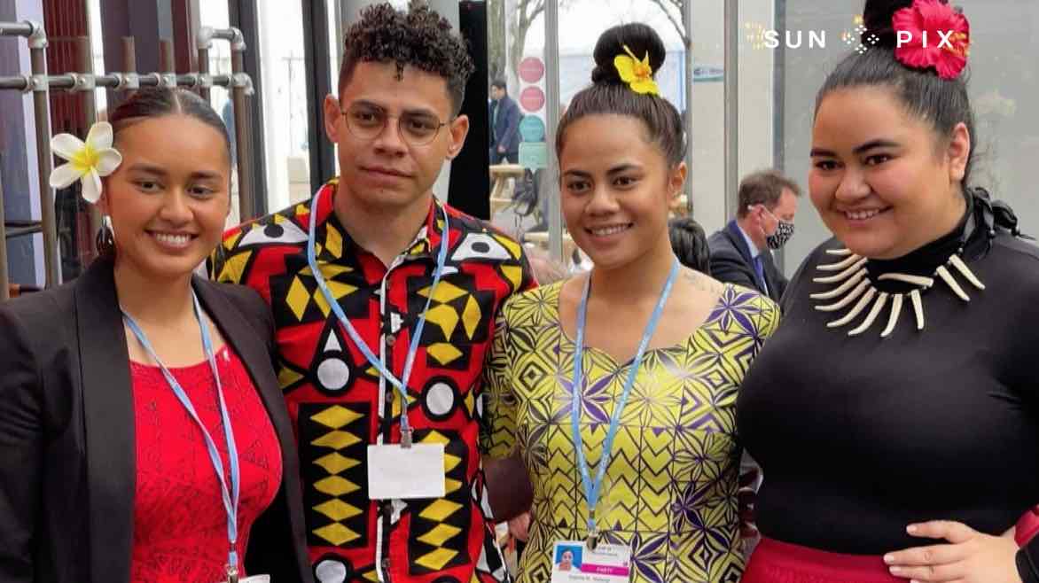 salome matangi at cop26 with pacific climate warriors