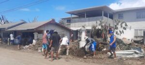 Clean-up began this week in Tongatapu. Photo: Kofeola Marian Kupu